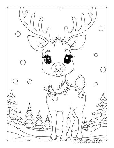 Reindeer Coloring Pages Cute Christmas Reindeer Drawing