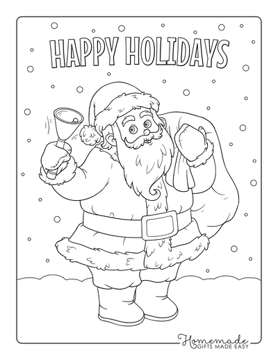 Santa Claus with gifts, wreath and Christmas tree outline line art doodle  cartoon illustration. Winter Christmas theme coloring book page activity  for kids and adults. Stock Vector | Adobe Stock