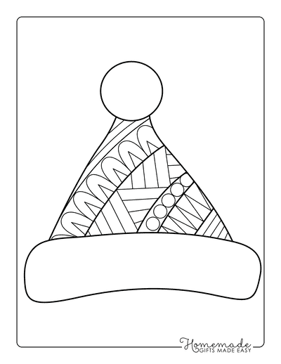 Santa Coloring Pages Zentangle Hats Style 6