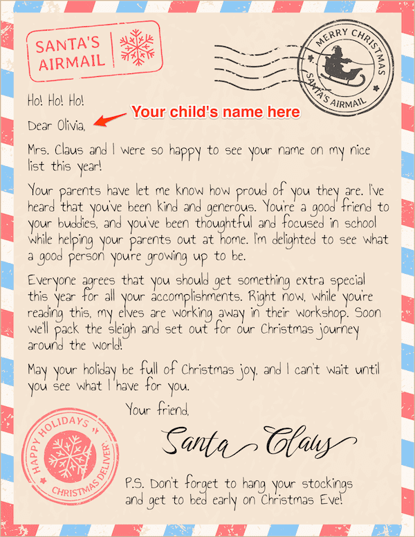 Quick Easy Santa Letter Templates Customize Print For FREE