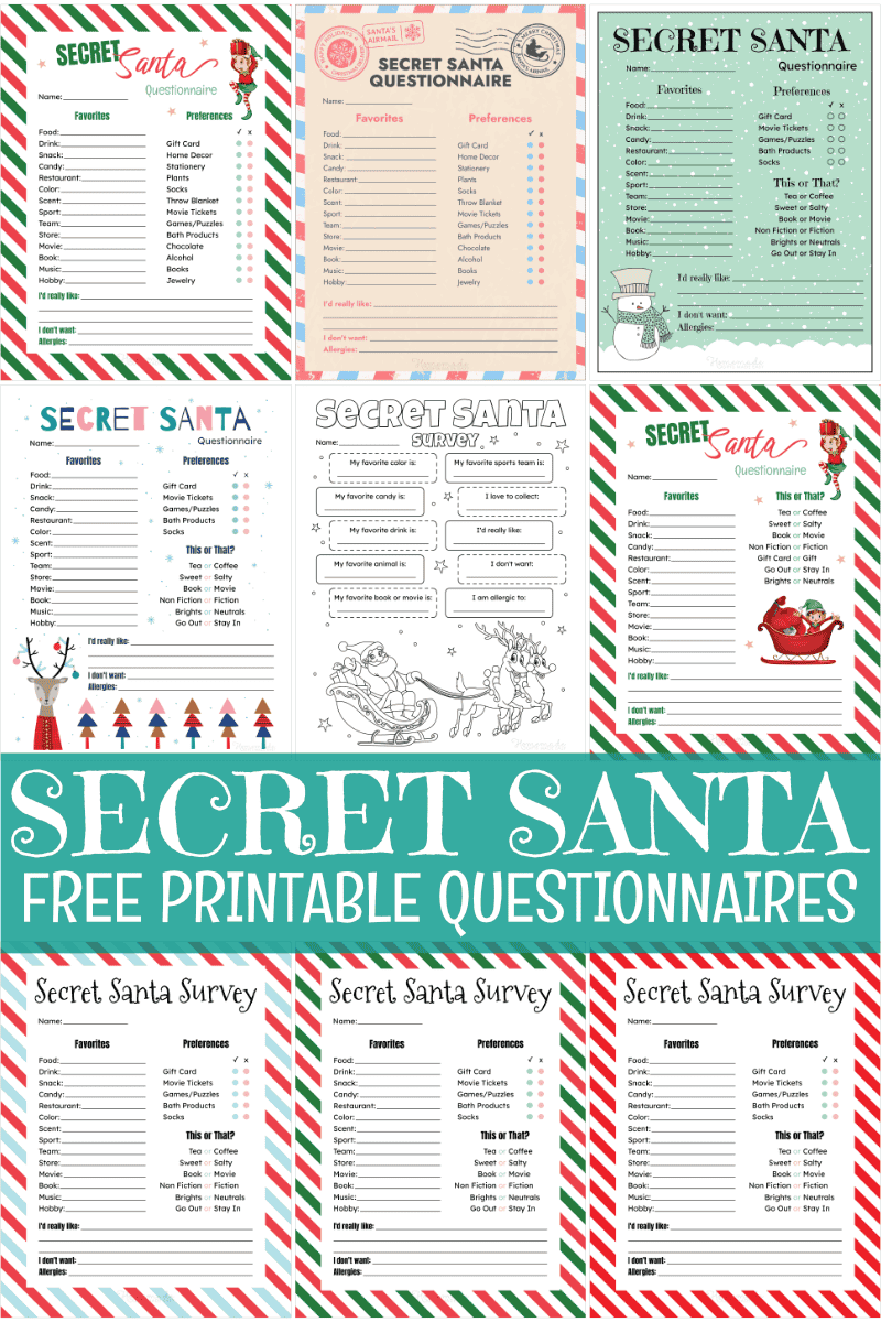 Free Printable Secret Santa Form BayForGifts