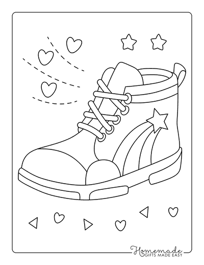 Shoe Coloring Pages Cute Cool Kids Shoes With Rainbow Star