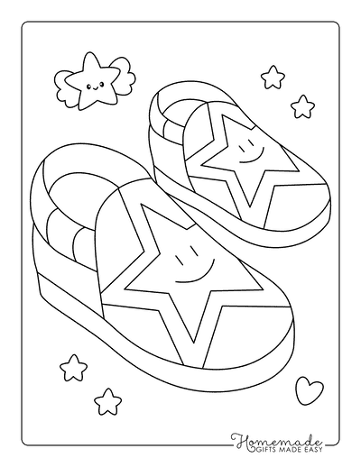 Shoe Coloring Pages Cute Easy Kids Shoes With Stars