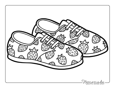 Shoe Coloring Pages Cute Strawberry Plimsolls