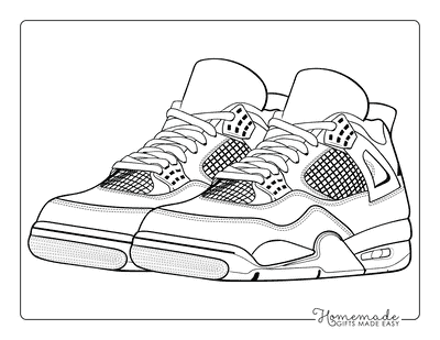 Shoe Coloring Pages Drippy Jordan 4 Drawing