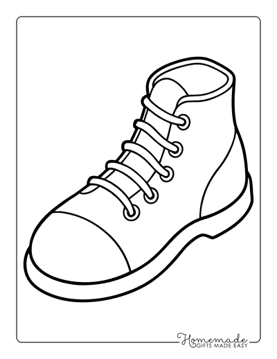 Shoe Coloring Pages Simple High Tops for Kids to Color