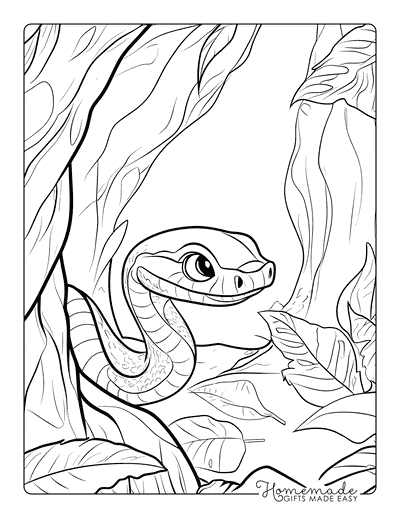 Snake Coloring Pages Cute Cartoon Snake in Cave