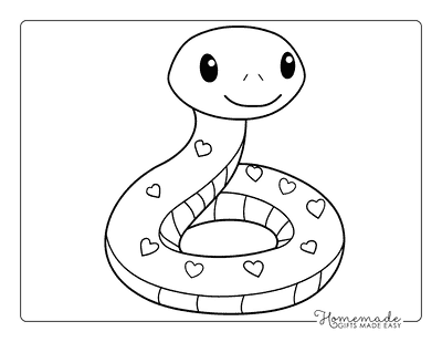 Snake Coloring Pages Cute Cartoon Snake With Hearts