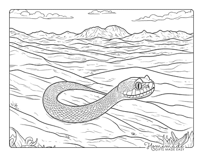 Snake Coloring Pages Realistic Sidewinder in Desert