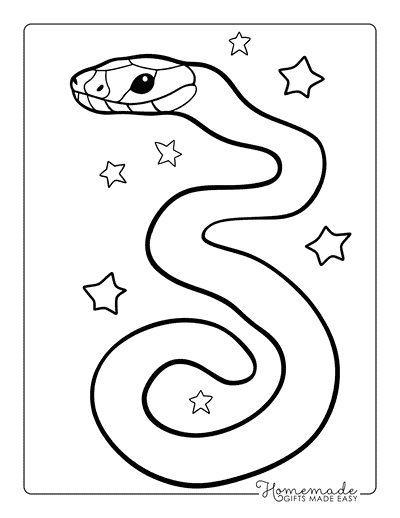 Snake Coloring Pages Simple Snake and Stars for Preschoolers