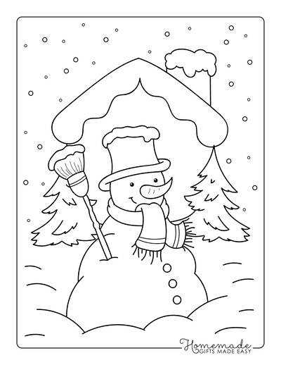 Country Winter Coloring Page for Adults Graphic by MN DeSign