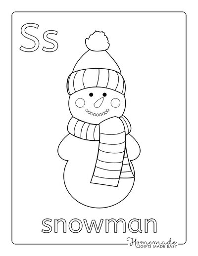 Snowman Coloring Pages Simple Preschoolers With Scarf