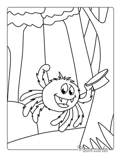 Spider Coloring Pages Cute Smiling Spider Holding Top Hat