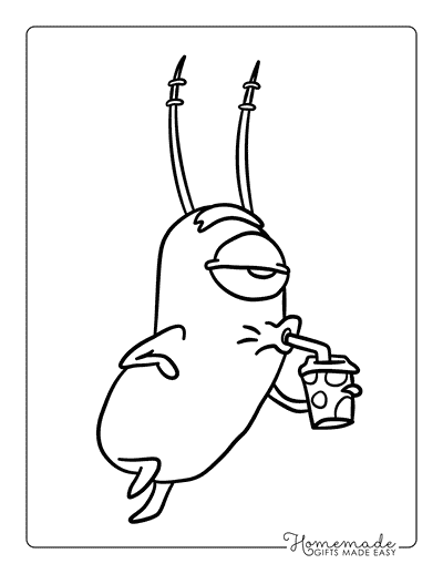 Spongebob Coloring Pages Easy Cute Plankton Coloring Page