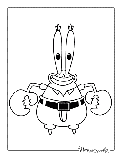 Spongebob Coloring Pages Easy Mr Krabs Drawing to Color