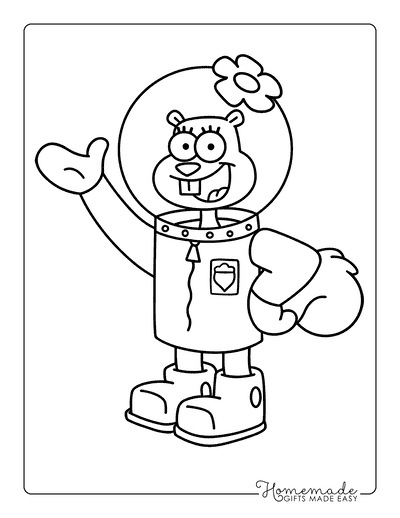 Spongebob Coloring Pages Easy Sandy Cheeks Coloring Page
