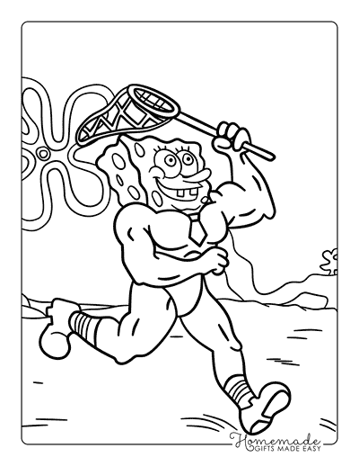 Spongebob Coloring Pages Fun Spongebob Strong Jellyfishing