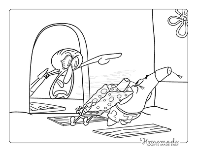 Spongebob Coloring Pages Funny Angry Squidward Drawing