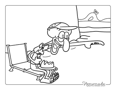 Spongebob Coloring Pages Funny Squidward Laughing and Pointing