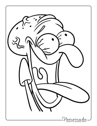Spongebob Coloring Pages Funny Squidward Laughing Meme