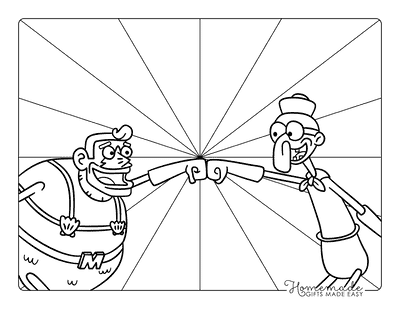 Spongebob Coloring Pages Mermaid Man and Barnacle Boy Fist Bump