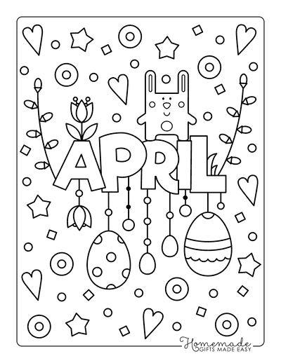 Spring Coloring Pages Cute April Poster to Color