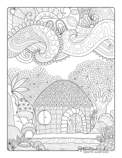 Spring Coloring Pages Cute Spring Cottage to Color for Adults