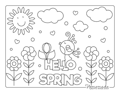 Spring Coloring Pages for Kids Ages 4-12 - Printable and High-Resolution