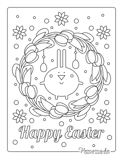 Spring Coloring Pages Tulip Wreath Flowers Eggs