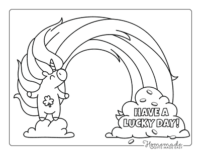St Patricks Coloring Pages Unicorn Rainbow Lucky Day