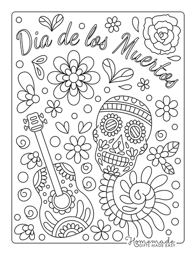 Día de los Muertos Sugar Skulls Coloring Sheets - Srta Spanish