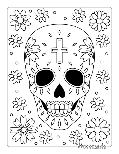 Sugar skull color by number day of the dead / Pintar por números Día de  muertos