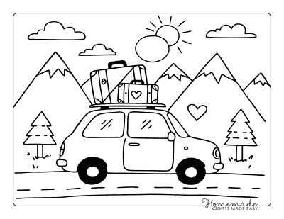 Summer Coloring Pages Easy Mountain Road Trip for Kids Summer Coloring Pages Easy Mountain Road Trip for Kids