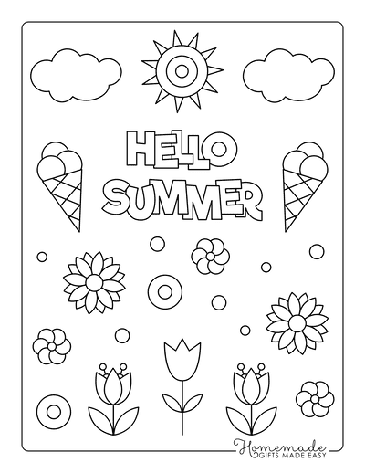 Summer Coloring Pages Hello Summer