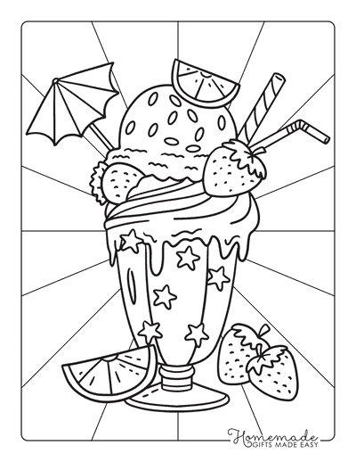 Summer Coloring Pages Strawberries Ice Cream Sundae Summer Coloring Pages Strawberries Ice Cream Sundae