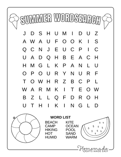 easy kids word search