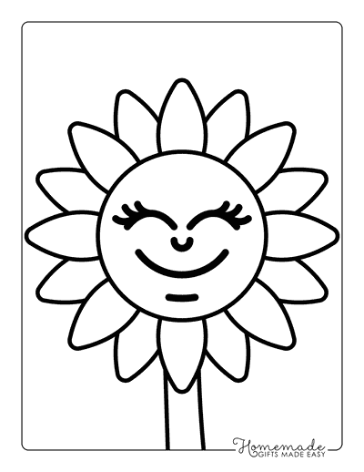 Sunflower Coloring Pages Cute Easy Smiling Sunflower Outline for Kids