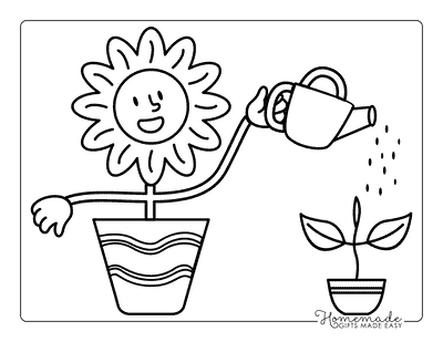 Sunflower Coloring Pages Cute Easy Sunflower Outline Watering Plant for Kids