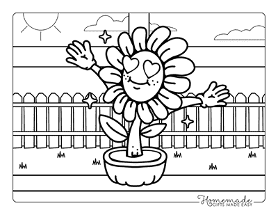Sunflower Coloring Pages Cute Retro Sunflower Outline for Adults