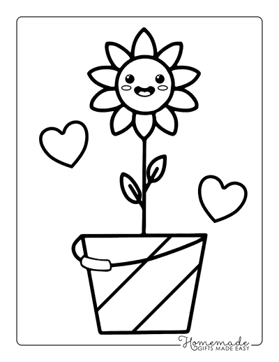 Sunflower Coloring Pages Cute Simple Sunflower Outline in Bucket for Kids