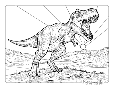 T Rex Coloring Pages Realistic Tyrannosaurus Rex Roaring