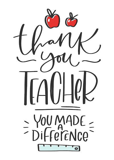 Teacher Appreciation Cards Thank You Teacher You Made A Difference 400x560 