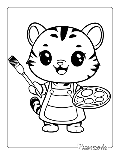 Tiger Coloring Pages Cute Tiger Cub Painting