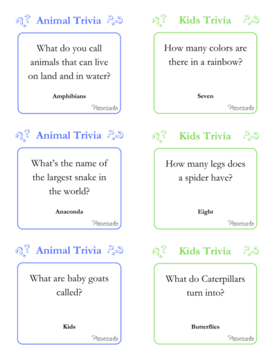 For Kids and Animal Facts Trivia Questions Free Printable Trivia Questions Animals Kids