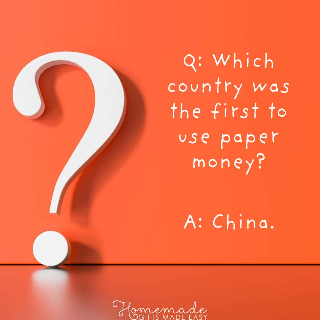 trivia questions for kids which country was the first to use paper money?