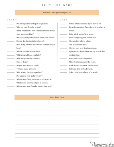 Truth or Dare Questions Game Kids