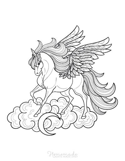 hard coloring pages of unicorns