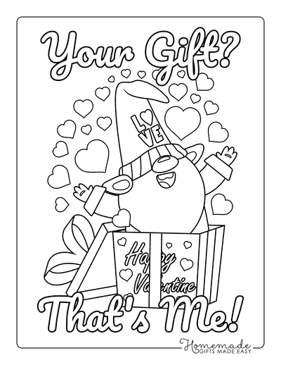 Valentines Day Coloring Pages Gnome Bursting From Box