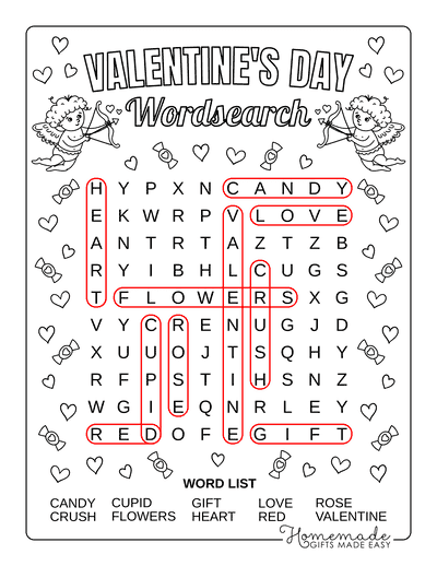 Kids valentine puzzles at