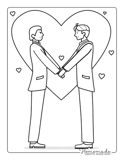 Wedding Coloring Pages Cute Gay Wedding Couple Holding Hands